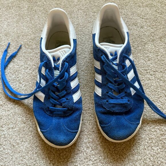 Adidas Gazelle Kids Sneakers Shoes Size 4.5 EUC Trending Blue White Tennis Shoes - Picture 4 of 12
